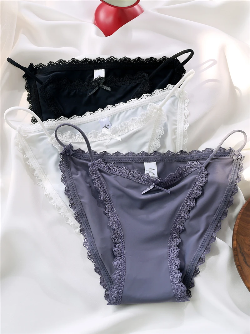 Женские кружевные трусики из вискозы с низкой талией