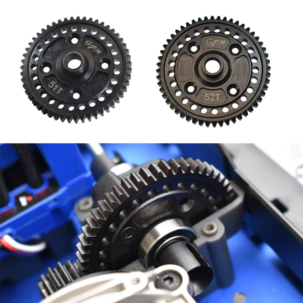 

GPM TRAXXAS 1/8 4WD SLEDGE MONSTER TRUCK 95076-4 Metal High-carbon steel 51T 52T Spur gear Drive Gear Big teeth 9652