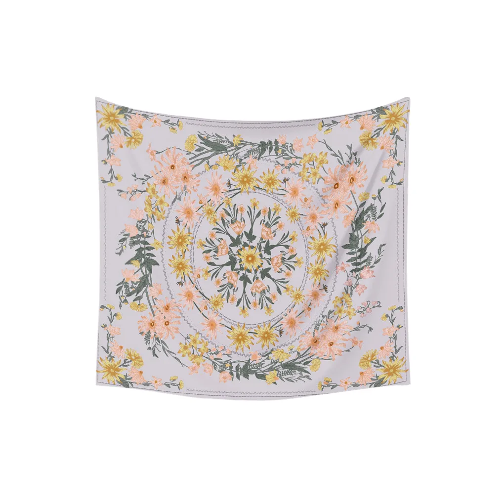 

Polyester Printed Bedding Tapestry Bohemian Wall Hanging Home Wall Decoration Supplies, 130x150CM, Orange Flower