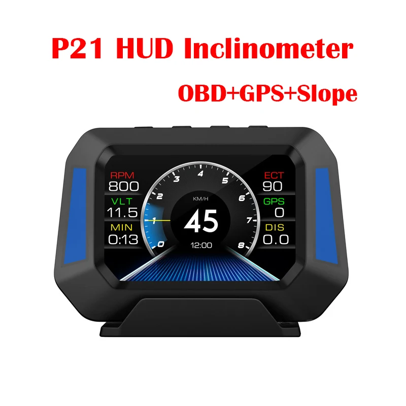 P21 HUD 4x4 Neigungsmesser Head Up Display OBD2 GPS System 3,5 Zoll Auto Level Sensor Gradienten Echt-zeit Off-road Fahrzeug Geschwindigkeit