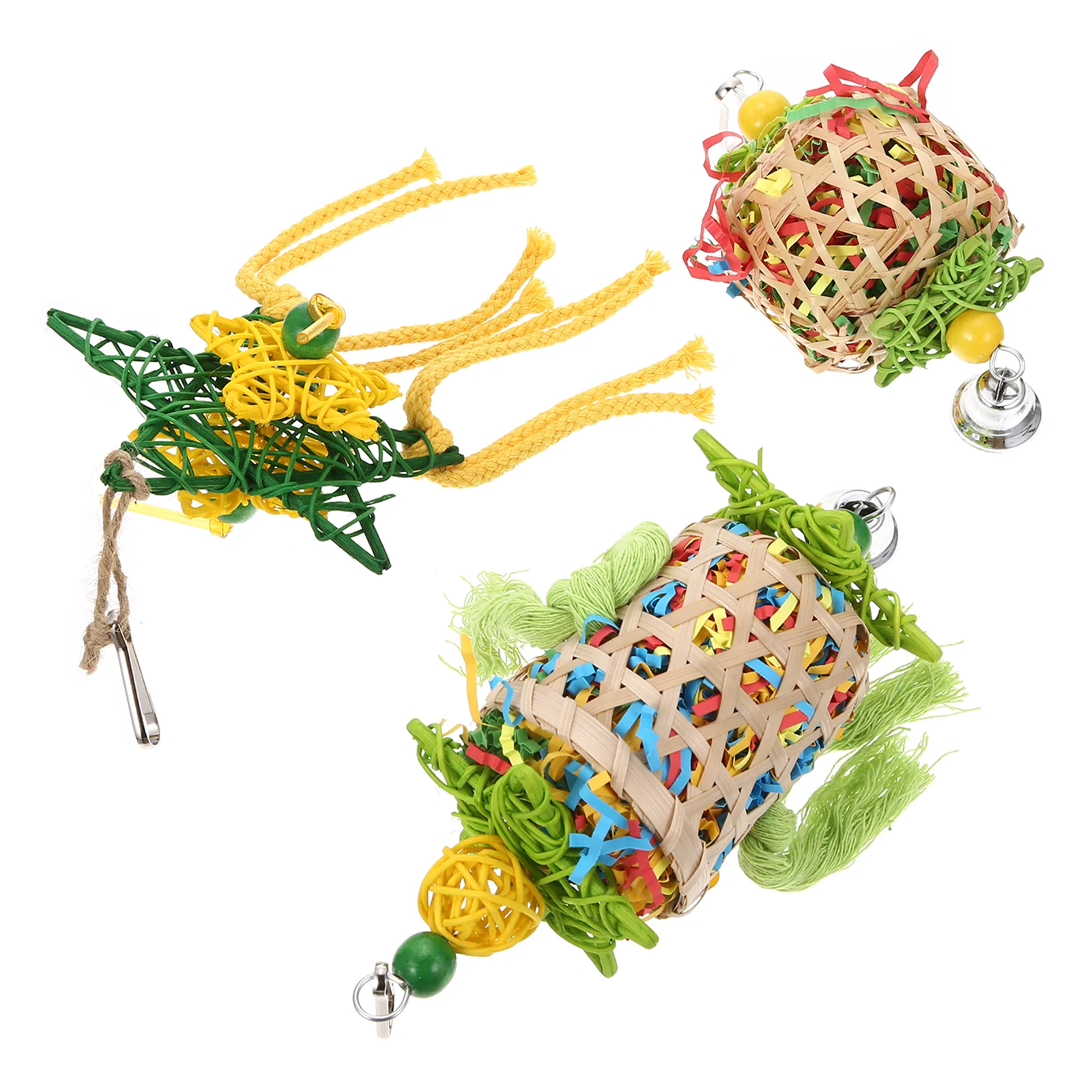 

3 Pcs Parrot Cages Large Birds Toy Hanging Chew Pet 17X8X8CM Conure Toys Bamboo Grinding Plaything Supply