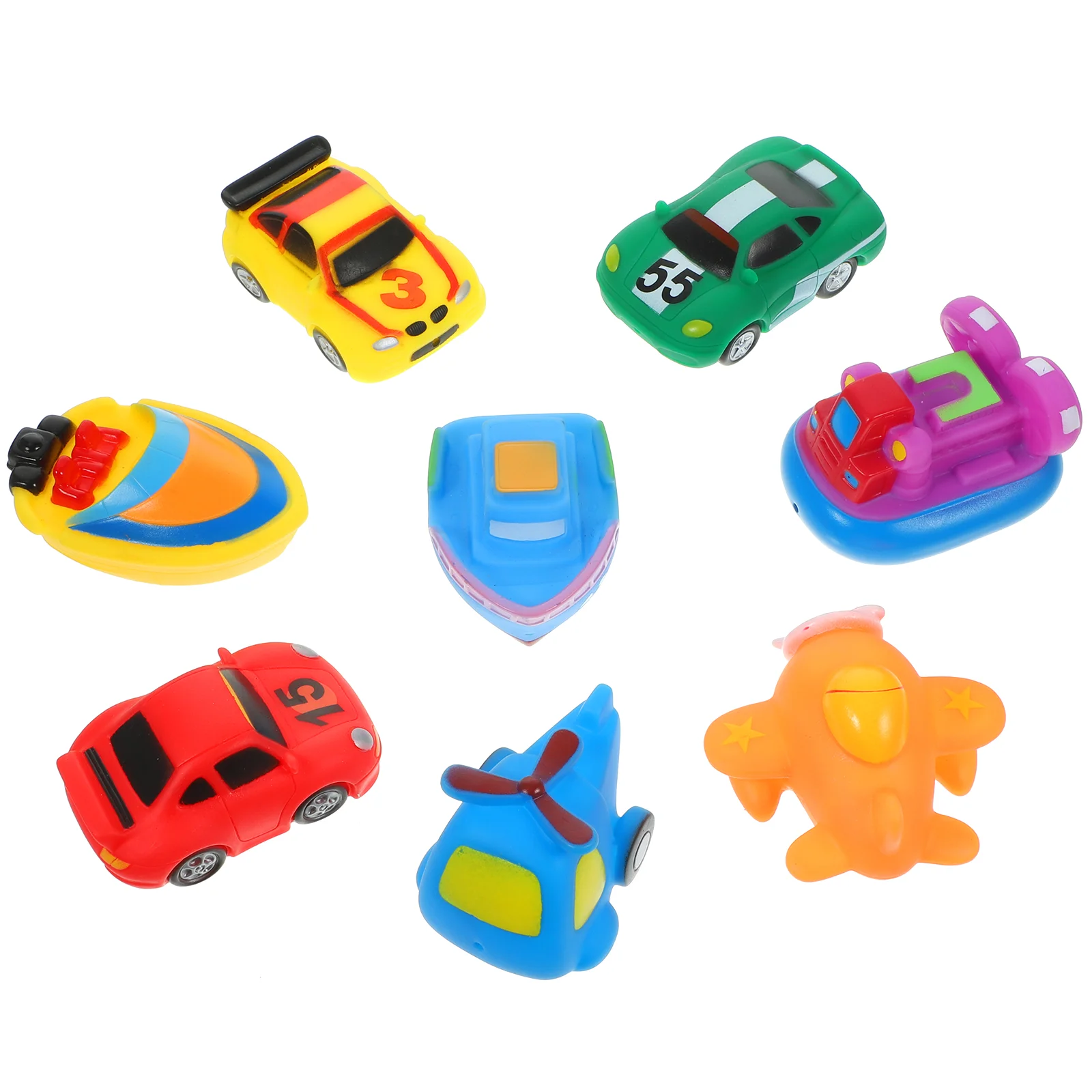 

8 Vehicle Bathing Toys Water Floating Aircraft Car Train Model Quick Dry Bathtub Nursery for Infant(Random Style)