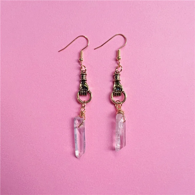 

New Hot Selling Gothic Punk Style Handheld Crystal Pillar Pendant Earrings Jewelry Women's Earring Jewelry
