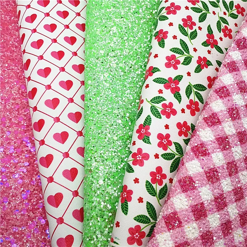 Розовые блестящие кожаные листы искусственная кожа цветы сердца сделай сам