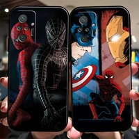 marvel luxury cool phone case for xiaomi redmi 9 10 9i 9at 9t 9a 9c note 9 9t 9s 10 pro 10s 5g liquid silicon black soft back