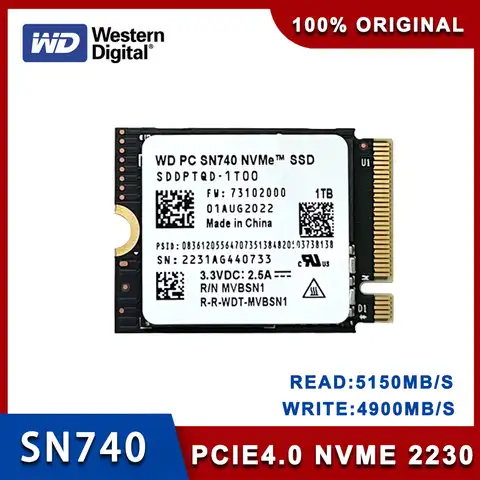 Western Digital WD SN740 2 ТБ 1 ТБ 512 ГБ M.2 SSD 2230 NVMe PCIe Gen 4x4 SSD для Microsoft Surface ProX Surface Laptop 3 Steam Deck