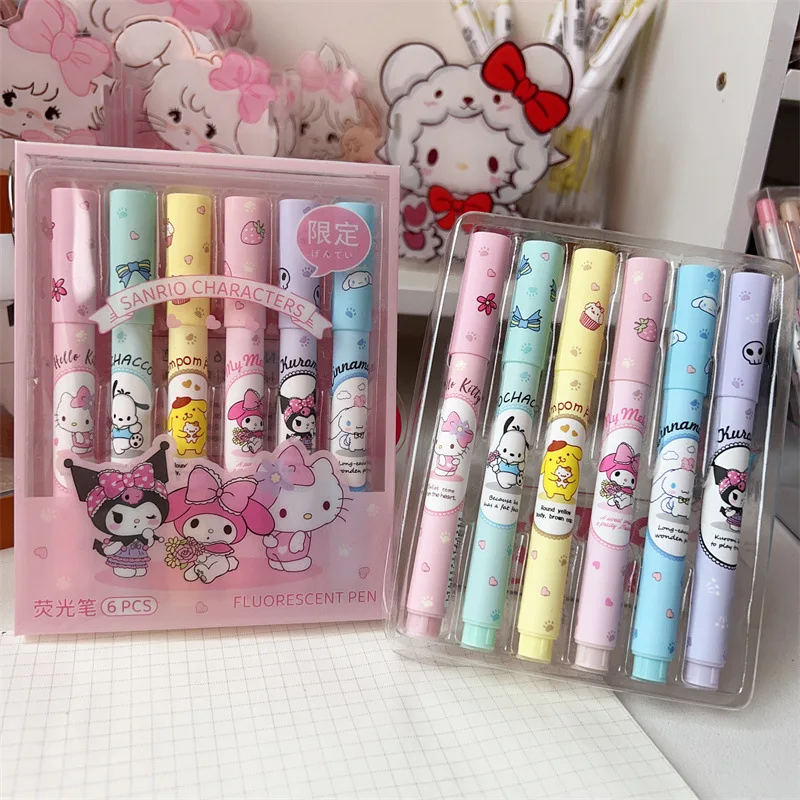 

Sanrio Cinnamoroll Anime Marker Pen Kawaii Hello Kitty Pompompurin Fluorescent Pen Creative Students Stationery Children Gifts
