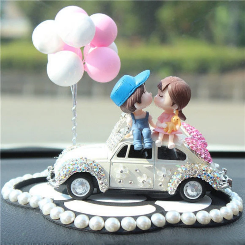 

Top Car Pendant Accessories Interior Lover Kiss Feature Pearls Balloon Car Decoration Creative Rearview Mirror Pendant