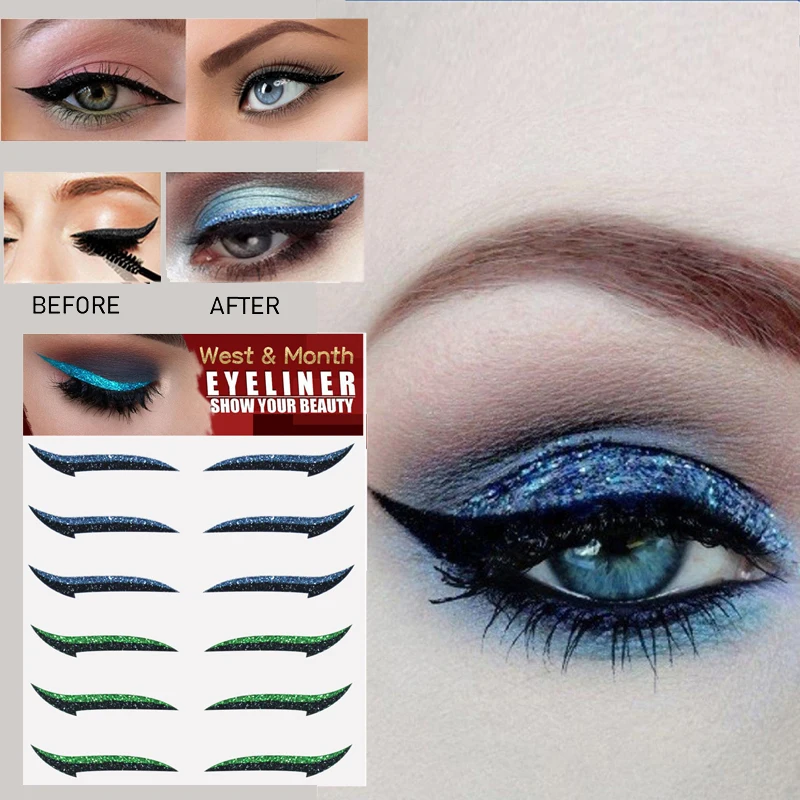 

6 pairs color eyeliner stickers fashionable and creative party clubs portable multi-color Eye Shadow & Liner Combination makeup