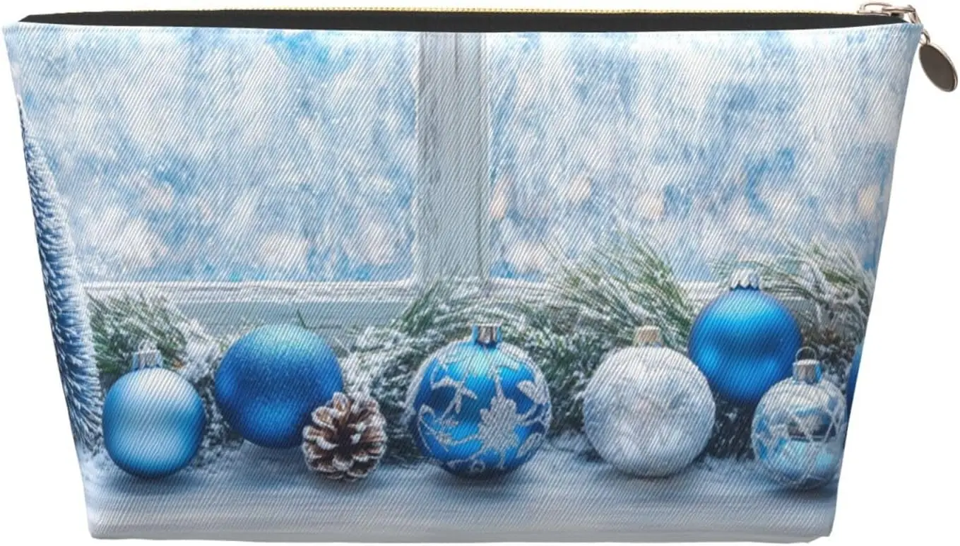 Косметичка зимняя рождественская синяя шарик косметичка дорожный органайзер