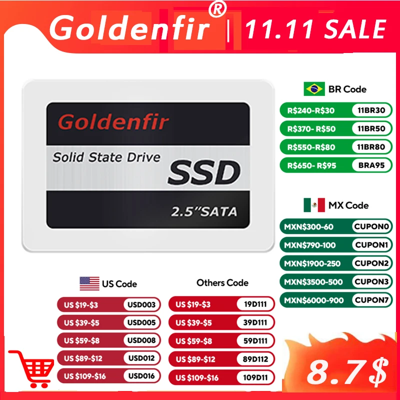 Внутренний SSD Goldenfir 2 5 дюйма 128 ГБ 360 гб 480 512 720 960 1 ТБ