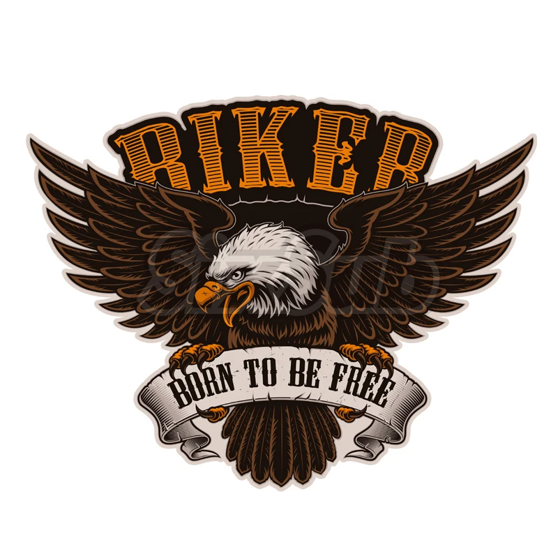 

Biker Born To Be Free Eagle Feather Motorcycle Decal #204001 3D Gel Crystal Glue Reflective Laser Car Decal