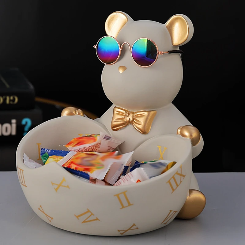 

Violence Bear Statue Holding Storage Tray Key Remote Control At The Entrance Snack Table Decor Storage Tray Ornaments