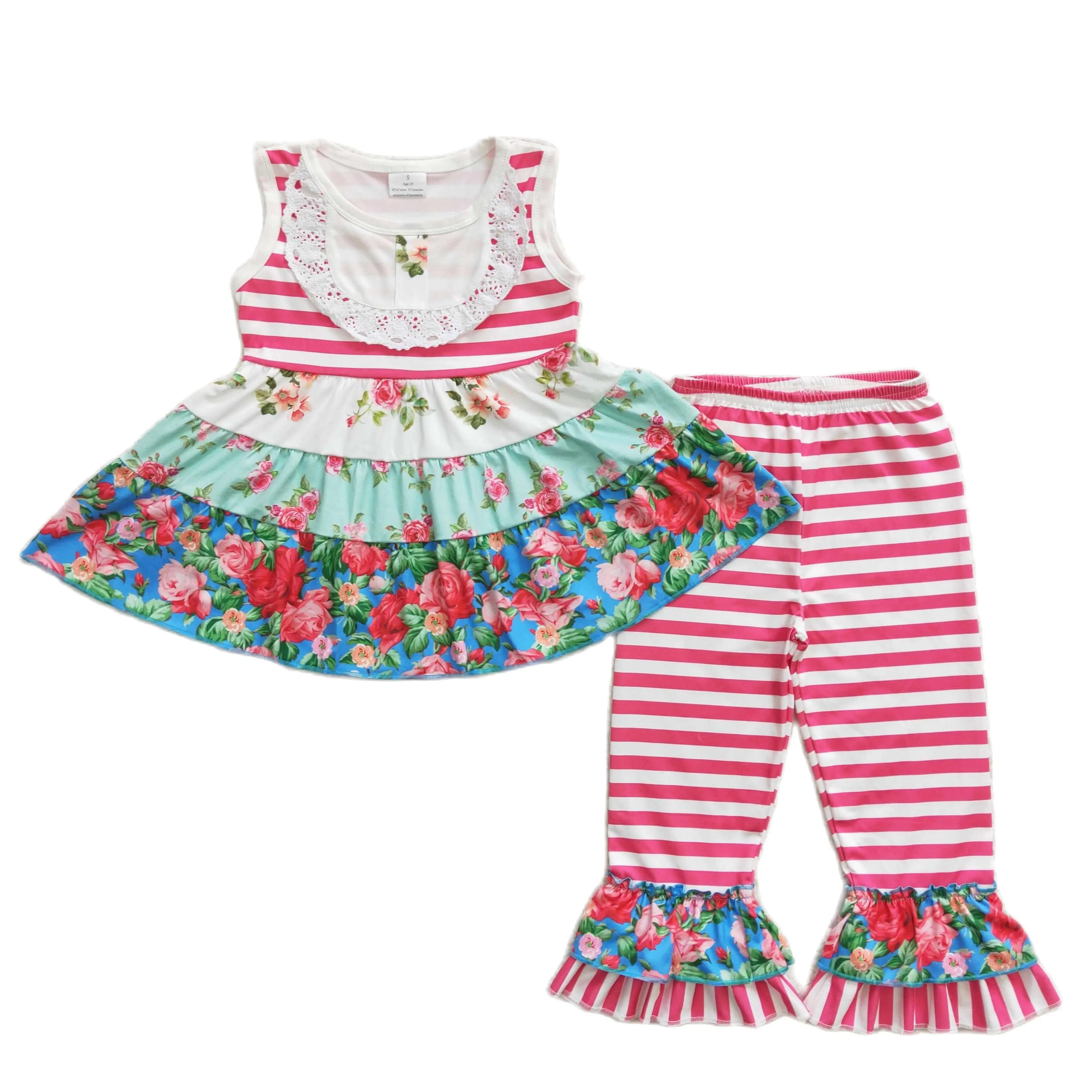 

Летние костюмы с топом и брюками для маленьких девочек, весенние комплекты одежды в стиле пэчворк с цветочным рисунком для малышей, детский ...