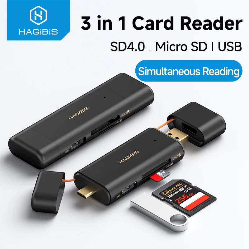 Фото Высокоскоростной кард-ридер Hagibis для памяти SD 4.0/3.0, Micro SD, адаптер 3 в 1, CFexpress Type A/Type B для Nikon, Canon, Sony CCD. №1