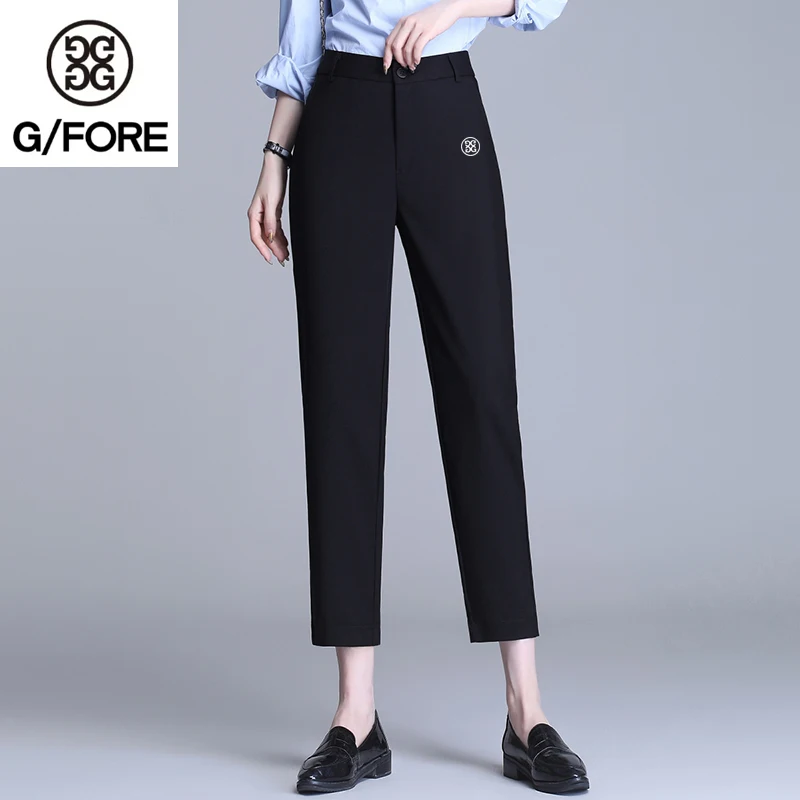 Golf Versatile Black in Spring and Autumn 2023 Women's Korean Version of High-waisted Slim Elastic Nine-point Suit Pants