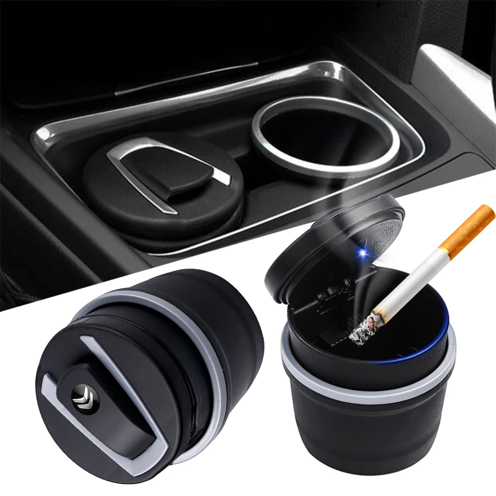 

1PC Multifunction LED Car Ashtray Cigarette Ash Holds Cup Car Accessories For Citroen DS C1 C2 C3 C4 C4L C5 C6 C8 VTS C-ELYSEE