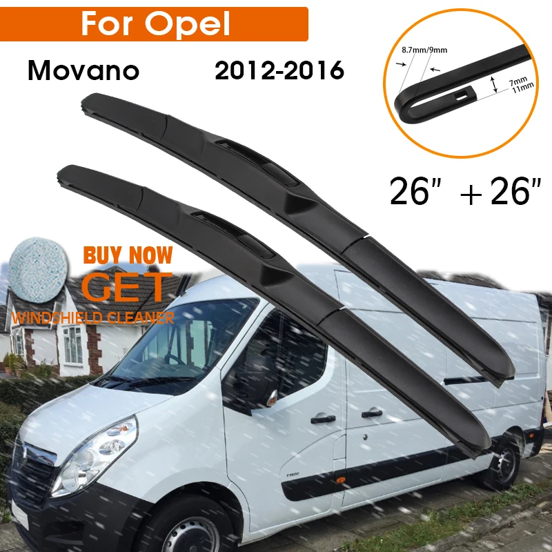 

Автомобильный стеклоочиститель для Opel Movano 2012-2016 лобовое стекло резиновый силиконовый запасной передний стеклоочиститель 26 "+ 26" LHD RHD автомо...
