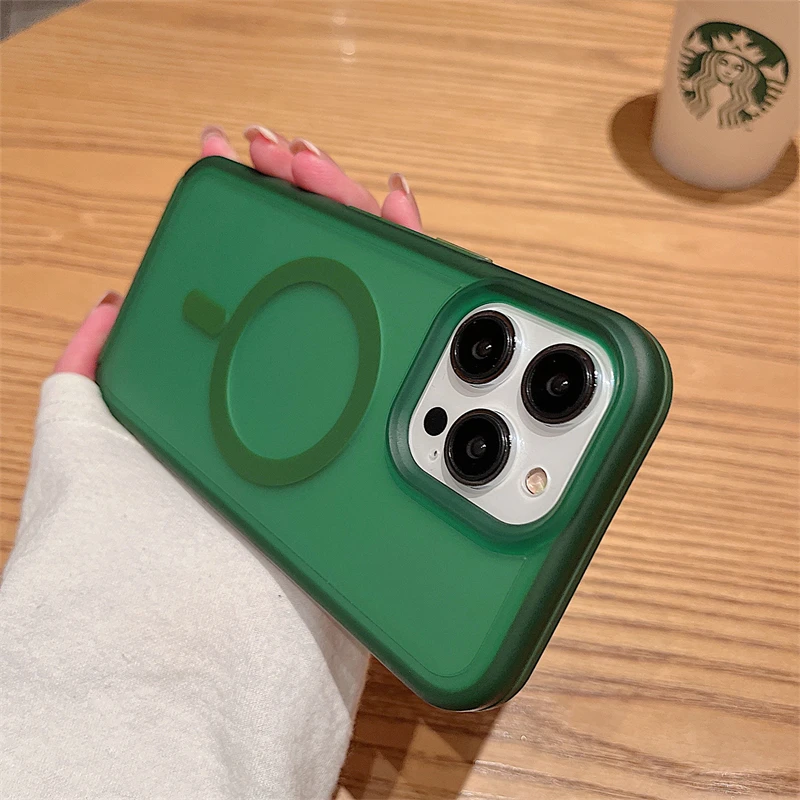 

Candy Color Soft Bumper Translucent Hard Back Phone Case for iPhone 14 13 12 11 Pro Max X XR Magsafe Magnetic Wireless Charging