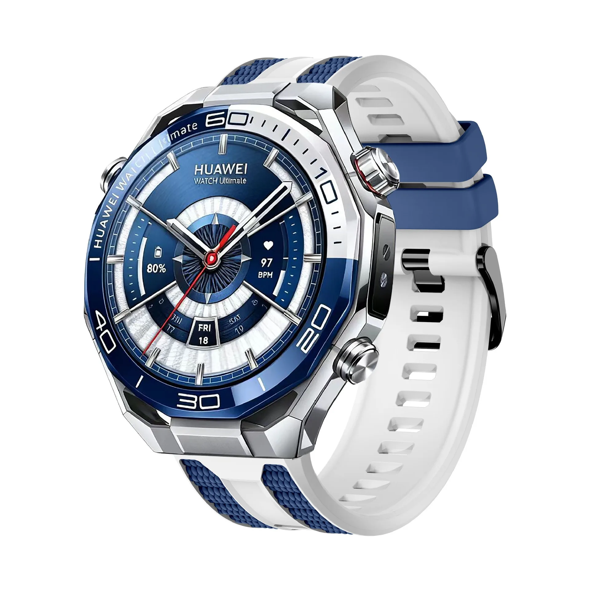 Фото Официальный силиконовый ремешок 22 мм для Huawei Watch Ultimate 2 Sport, двухцветный браслет для Huawei Watch 5 GT6-5-4-3 Pro 46 мм/GT Runner 2 №3