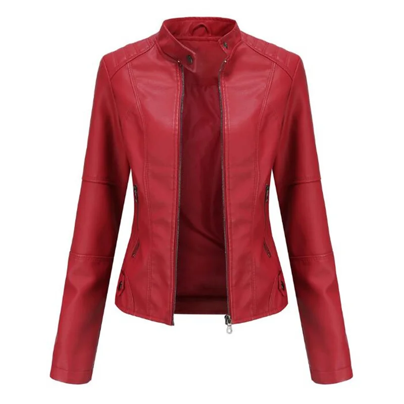 

Fashion 2022 New Women Jacket 4XL European Fashion Leather Jacket Pimkie Cleaning Single PU Leather Motorcycle Temale Leat Coats