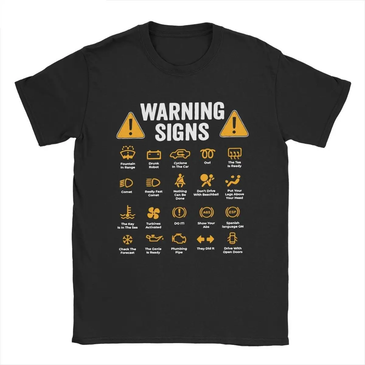 Men's T-Shirt Driving Warning Signs 101  Pure Cotton Tee Shirt Short Sleeve Auto Mechanic Driver T Shirt Round Collar Clothing
