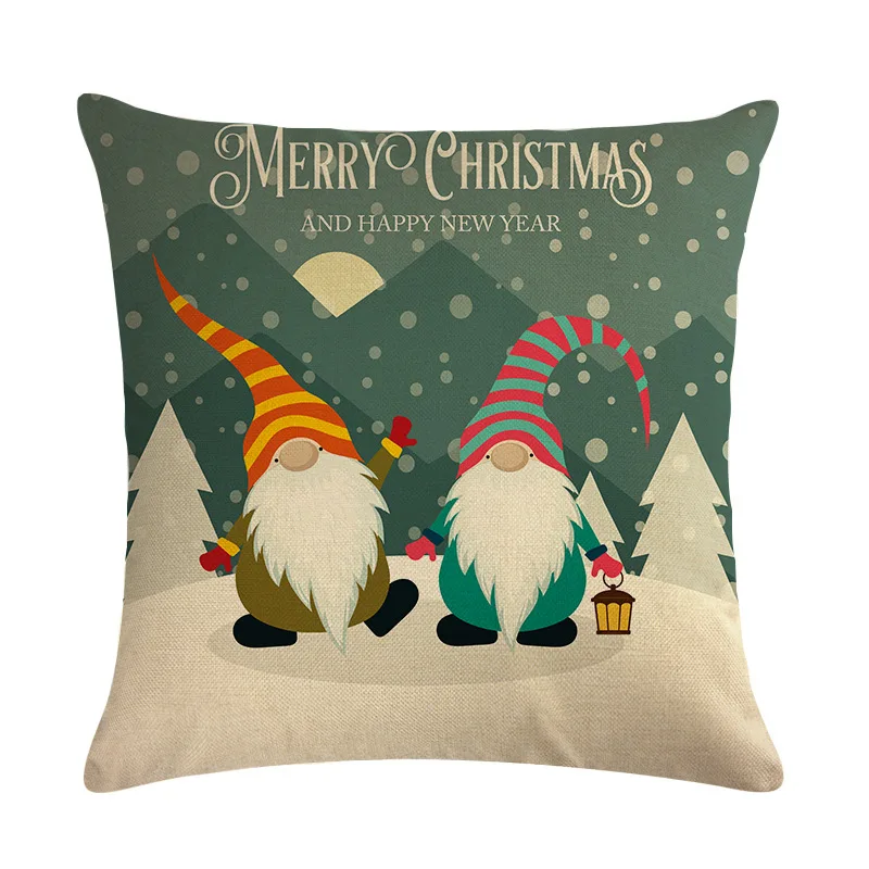 

2023 Merry Christmas Gnome Cushion Cover 45X45 Santa Elk Art Letter Square Pillow Case Living Room Sofa Bedroom Home Decor J1968