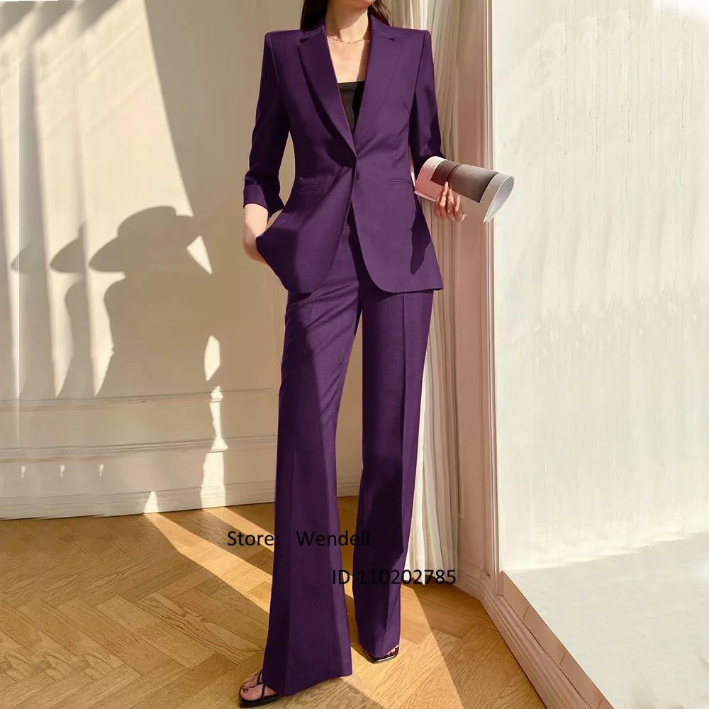 Women's Suit 2 Piece Sets Slim Fit 1 Button Buckle Collar Custom Wedding Party Dress Jacket + Pants Traf Set Dresses for Prom