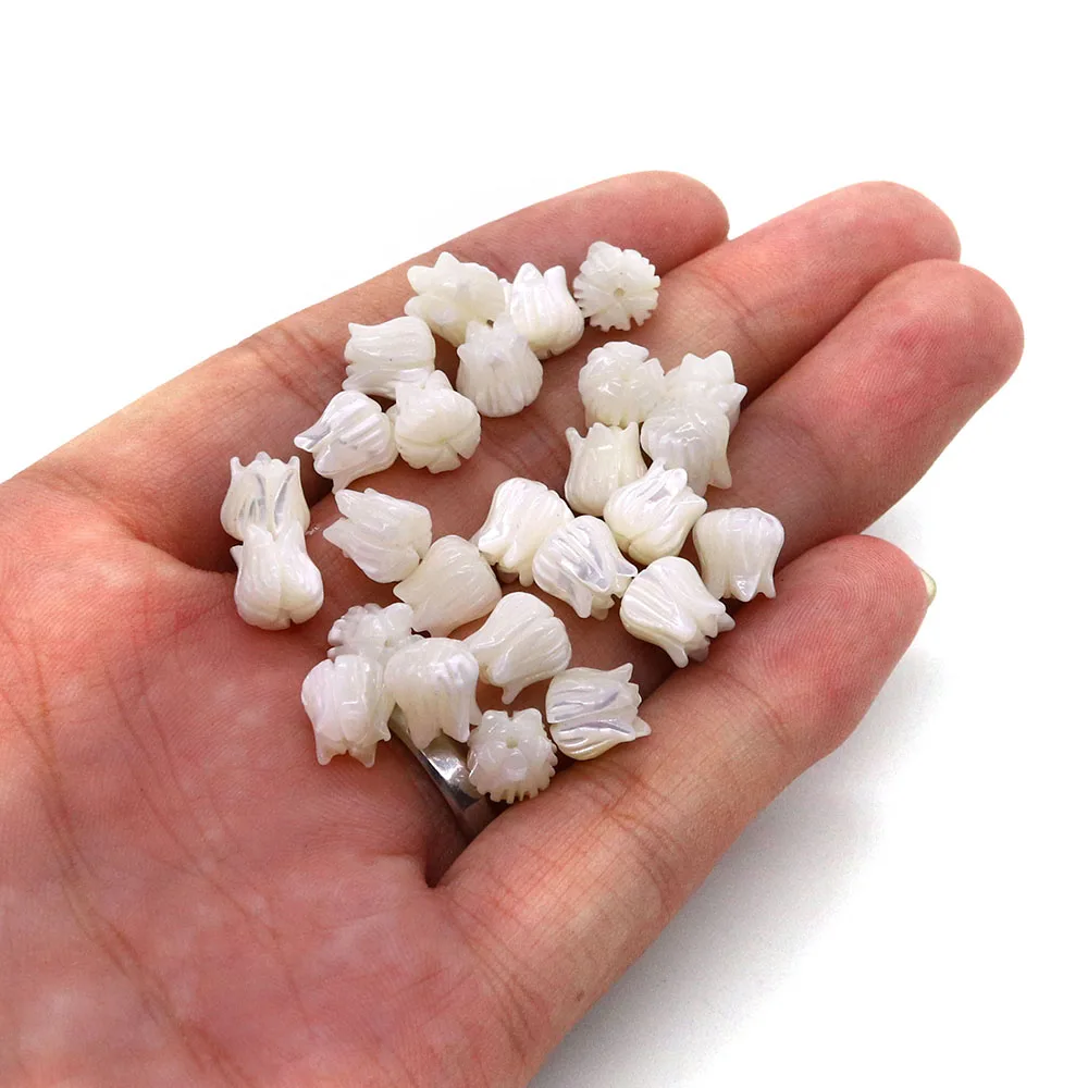 

Natural High-quality Carved Mother-of-pearl Shell White Orchid Beads for DIY Necklace Brooch Earrings Jewelry Accessories Gifts