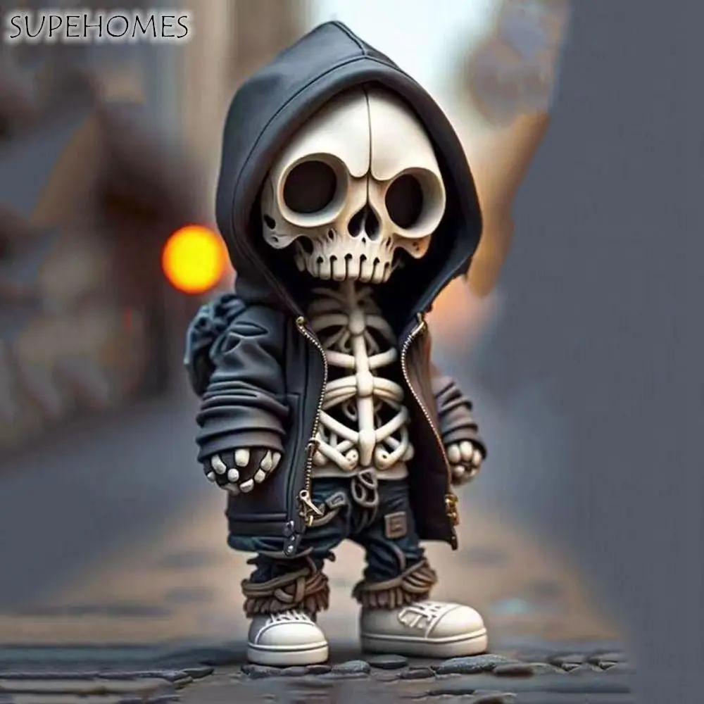 

Resin Cool Skull Doll Halloween Skull Skull Horror Decoration Mini Room Decoration Ornament Home Desktop Living Room Decoration