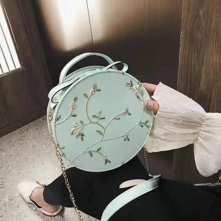 

Women Shoulder Bags Brand Designer Handbags Women's Fashion Lace Fresh Handbag Crossbody Bag Solid Color Small Round Bag Clutch
