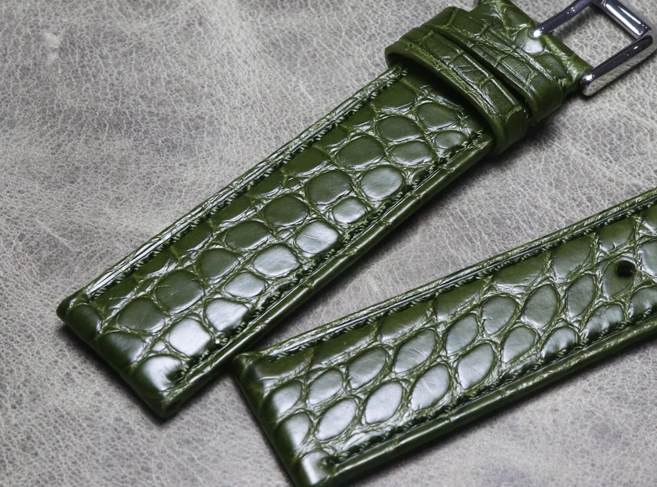 

12mm 16mm 18mm 20mm Dark Blue Strap Crocodile Leather Replacement Watchbands Alligator Grain Genuine Product Watch Band Bracelet