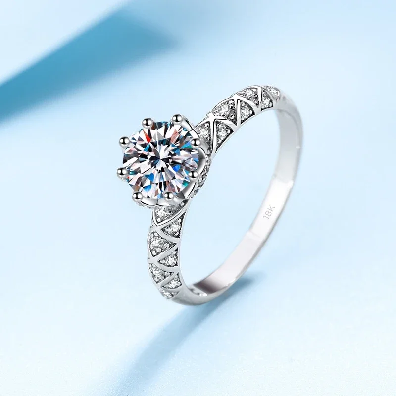 Дизайнерские ювелирные изделия Кольцо с бриллиантом из муассанита 1 карат белое