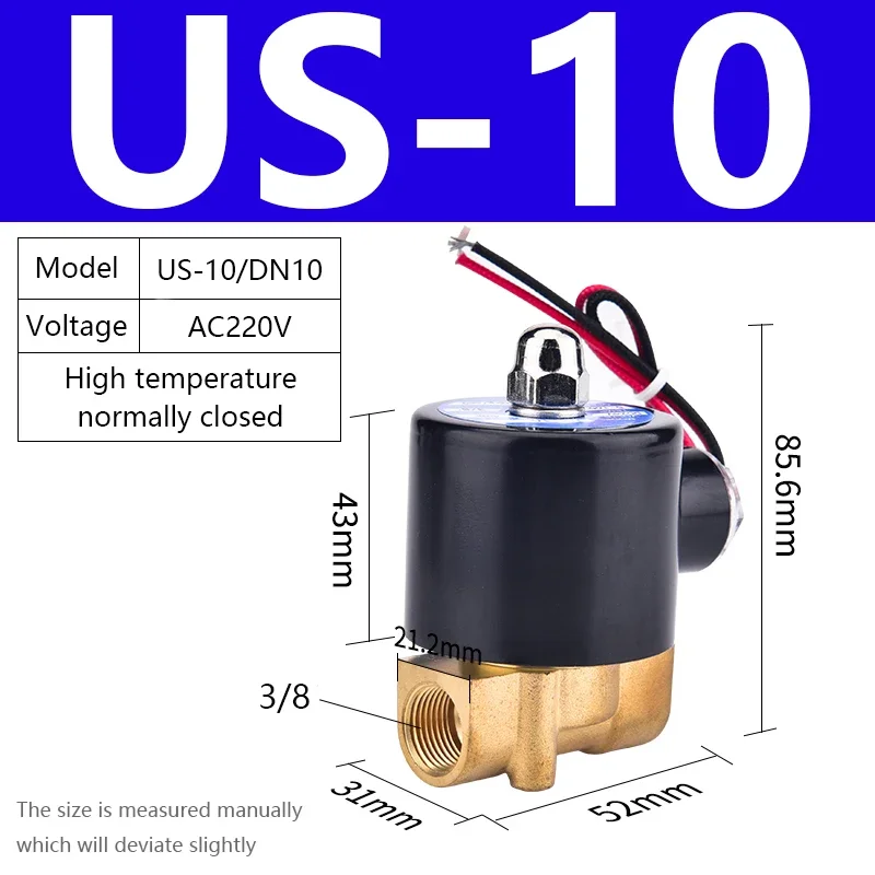 

Паровой электромагнитный клапан, устойчивый к высоким температурам, полностью медная катушка, корпус из латуни US-08/10, 220 В переменного тока, 24 В постоянного тока, 1/4 дюйма, 3/8 дюйма