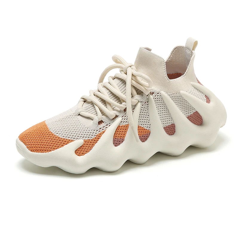 

Fashion Volcano Bottom Women Light Sneakers Solid Color Mesh Breather Ladies Casual Shoes Lace Up Sock Mouth Outdoor Sport Shoes