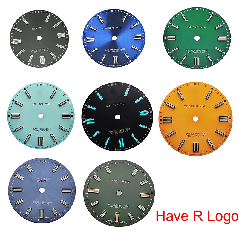 

28mm Super Blue Green Luminous Dial, Suitable For ETA2824 2836 Citizen 8215 8200 Pearl 2813 Movement ,With R Logo