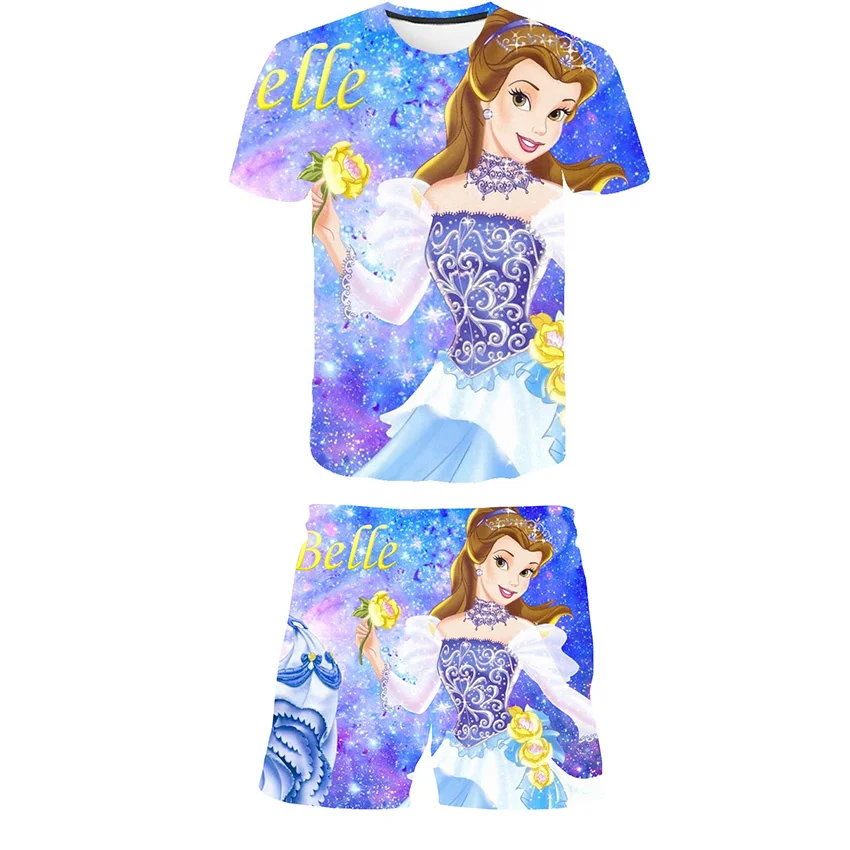 

Модный Костюм Золушки для маленьких девочек, летняя повседневная одежда, комплект из топа и шортов, 2 предмета, детская одежда в стиле Рапунц...