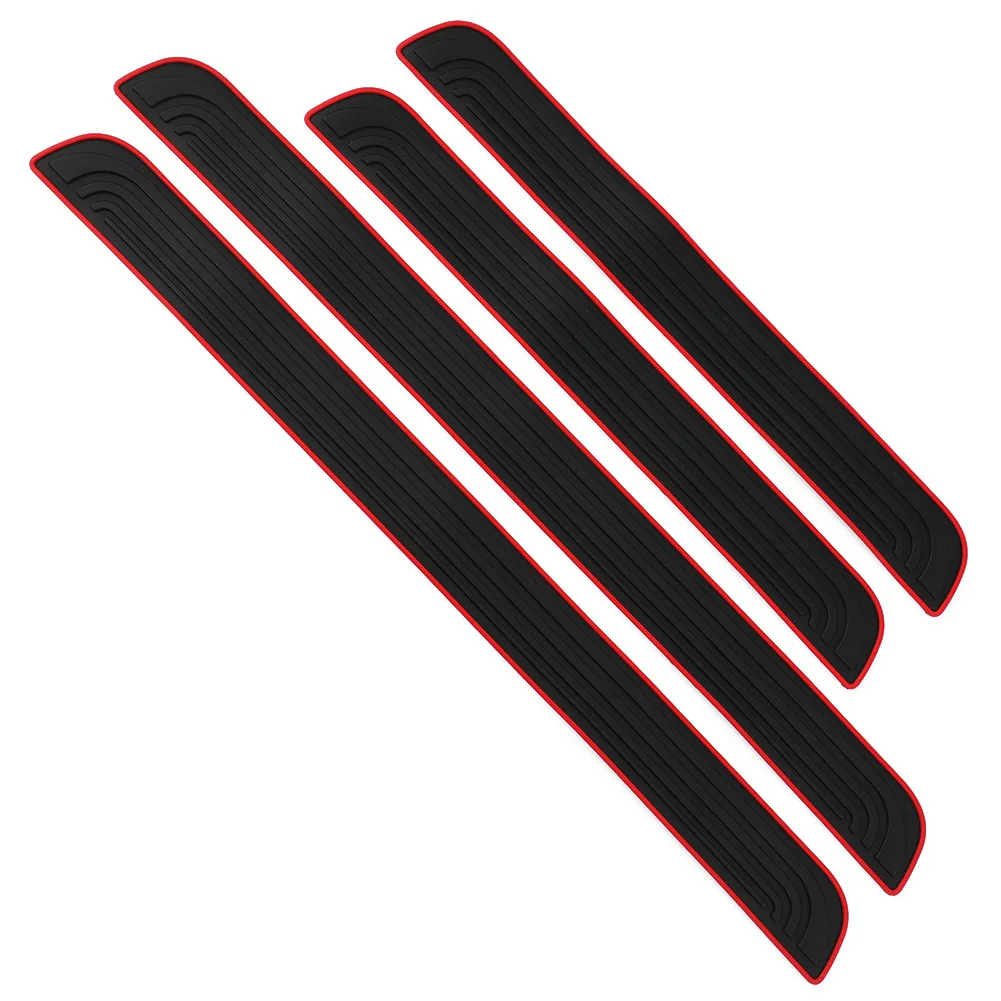 

Accessory Car Door Guards Black Cover PVC Panel Parts Protector Red Replacement Rubber Scuff Sill Step Trim 4pcs