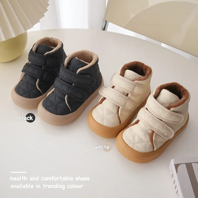 

Children Snow Boots Girl's Fashion Rhombic lattice Ankel Boots Boy's Warm Cotton Soft Sole Non-slip Winter Boots Size 21-30