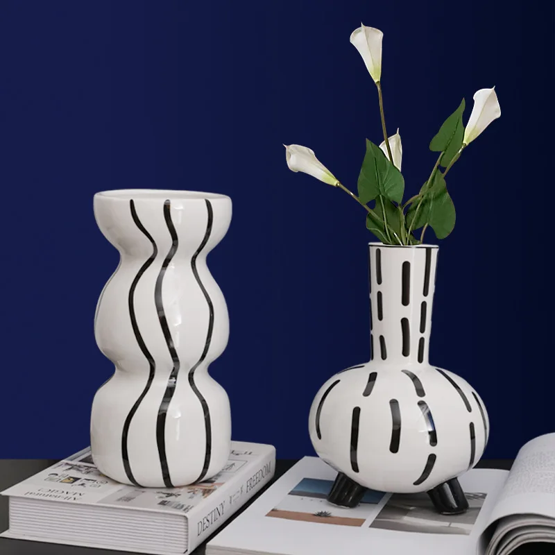 

White Vase Luxury Ceramic Modern Porcelain Vase Indoor Floor Desk Minimalist Decor Office Accessories Jarrones Vases BG50VS