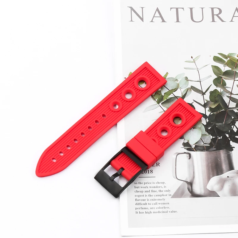 Watch accessories Rubber strap suitable for Breitling series needle buckle 22 24mm unisex outdoor sports strap