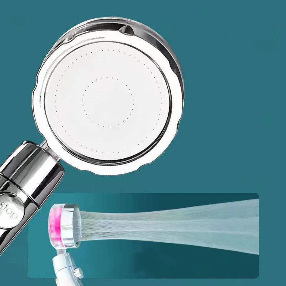 

ZhangJi New Propeller Driven Shower Head with Stop Button and Cotton Filter Turbocharged High Pressure Handheld Shower Nozzle