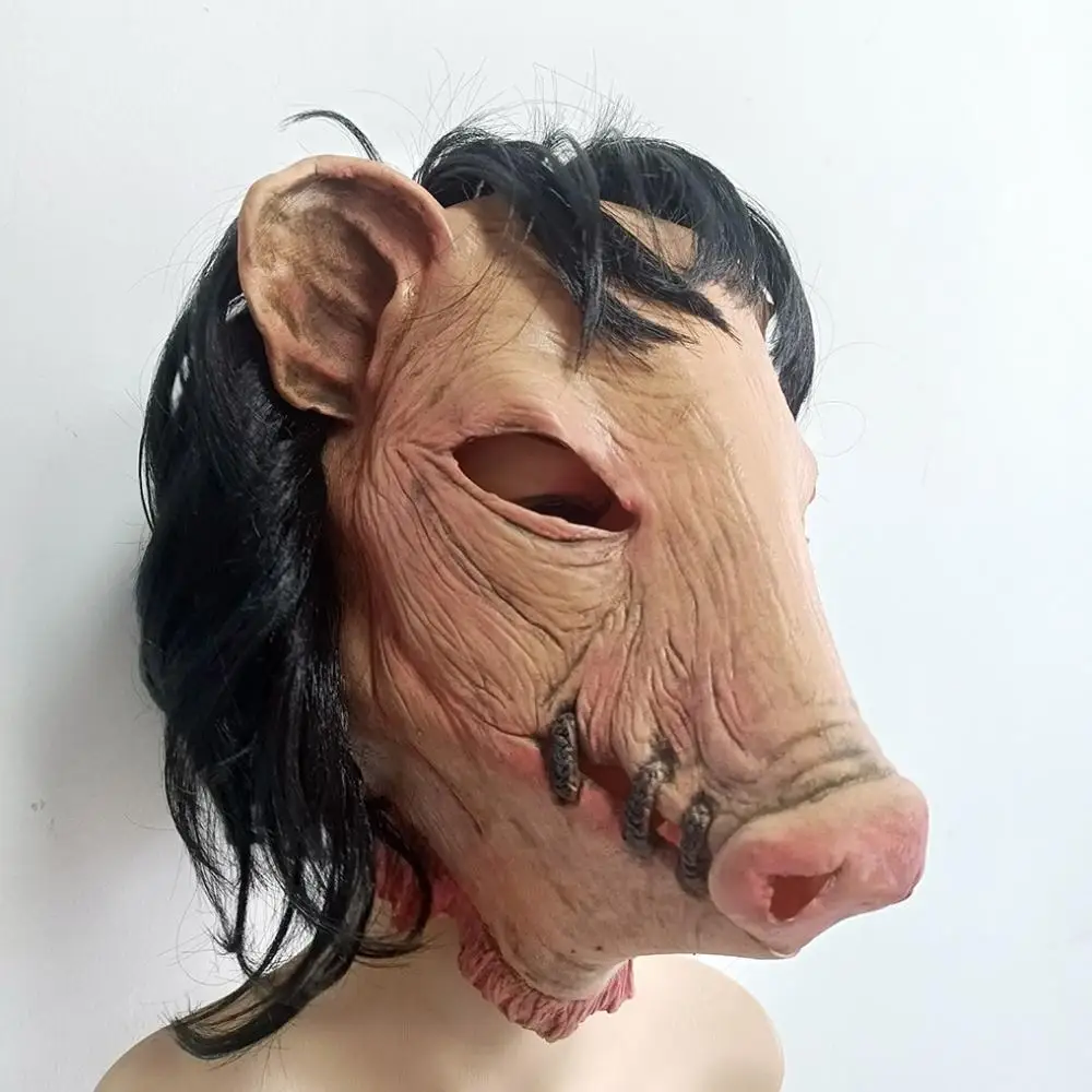 Маска животного Cos черные волосы головной убор со свиньей Хэллоуин косплей