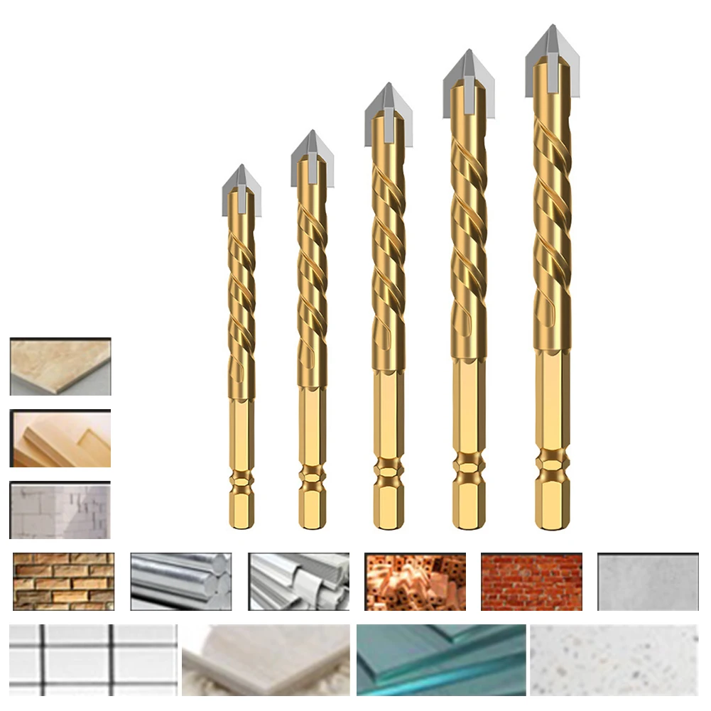 

2pcs Cross Hex Drill Bit 5-12mm 4-Flutes Drill Bits Carbide Drilling For Wall Glass Wood Metal Tiles Ceramic Concrete Hole Drill