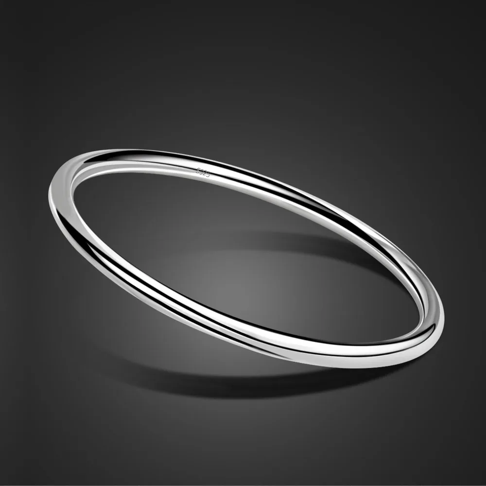 

Simple solid S925 sterling silver plated platinum bracelet ladies silver bracelet to send girlfriend lover gift