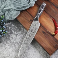 8 inch chefs knife stainless steel kitchen knife imitation damascus large wave pattern slicing knife color wooden handle