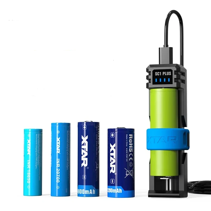 Зарядное устройство XTAR SC1 PLUS с одним слотом, QC PD USB-C 3A, быстрая зарядка 21700 26650 26800 никель-металлогидридных аккумуляторов 10 Вт, внешний аккумулятор