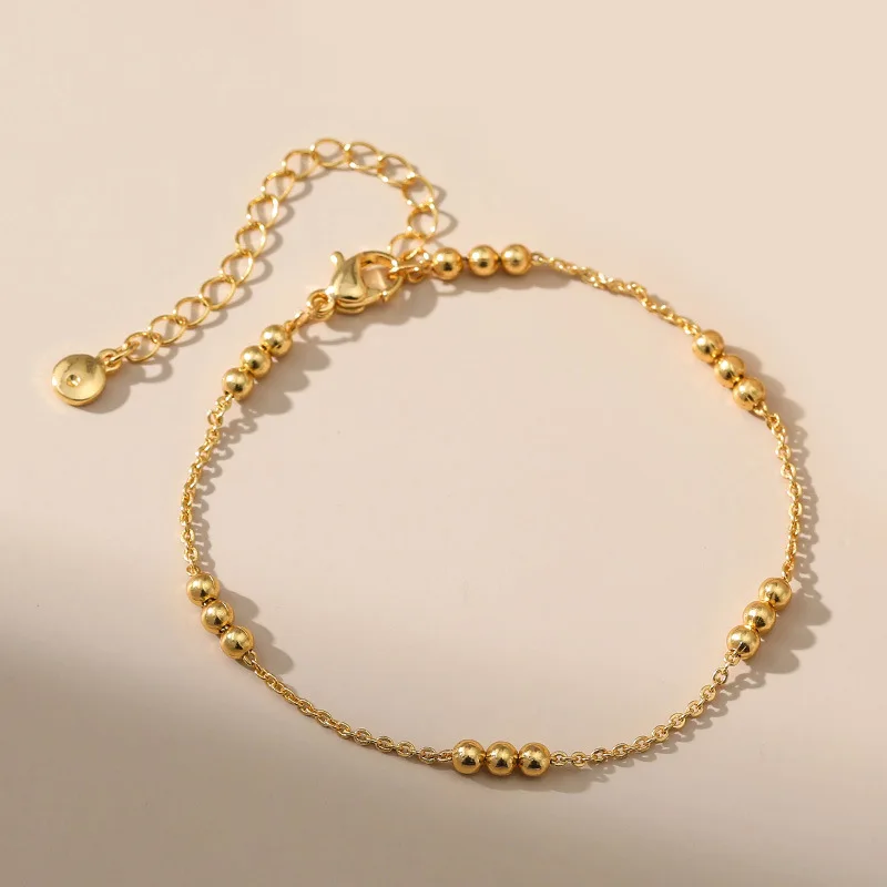 

Simple 18k Gold Plated Metal Round Beads Spaghetti Chain Women Bracelet Summer Fashion Party Jewelry Nice Gift for Female