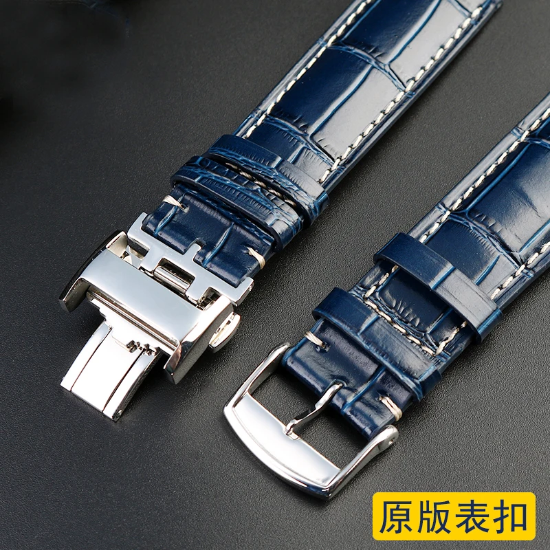 For Longines strap leather craftsman moon blue crocodile pattern magnificent Conkas men's belt 19mm 20mm 21mm