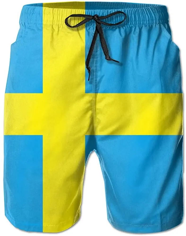 

Men's Sweden Flag Summer Beach Shorts Leisure Quick Dry Swimming Pants